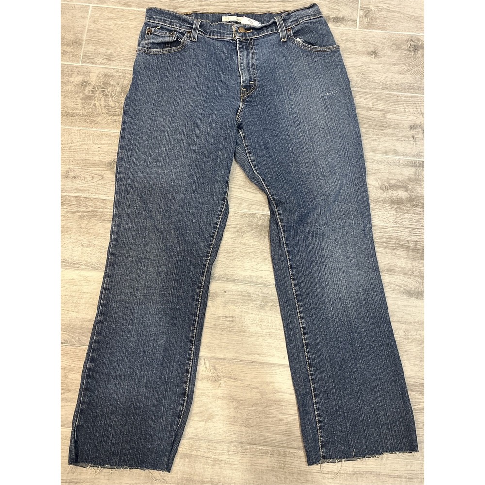 Levis 550 Women's Relaxed Bootcut Denim Jeans Size 12 Frayed Raw Hem‎ Y3170